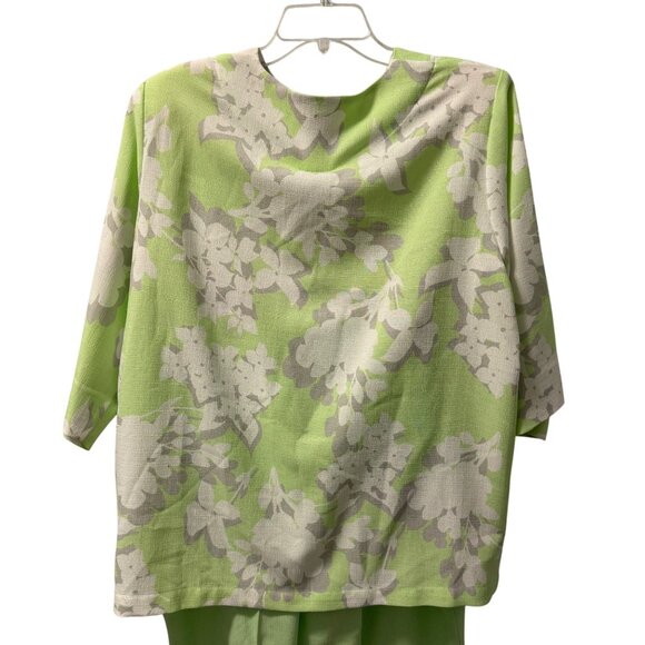 BonWorth Womens Floral Two-Piece Set L/XLP Green & White 100% Polyester Spring - Picture 11 of 11